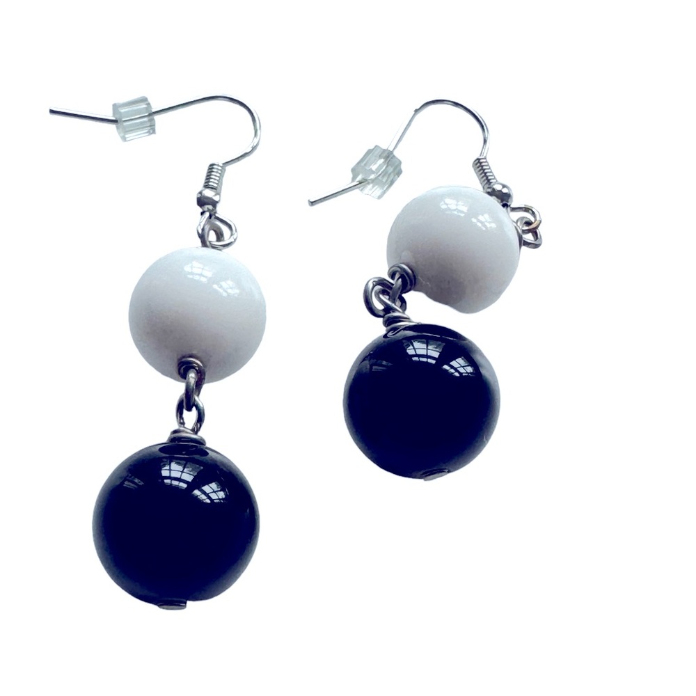 Black and white bead earrings. New.